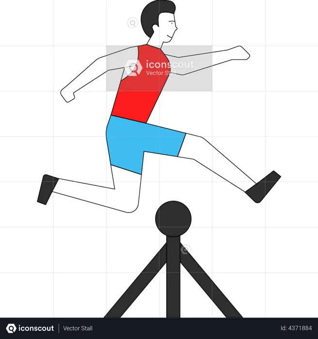 Boy jumping over hurdles  Illustration