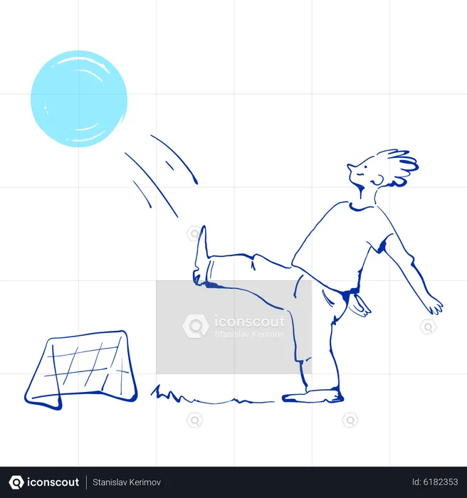 Boy kicking ball  Illustration