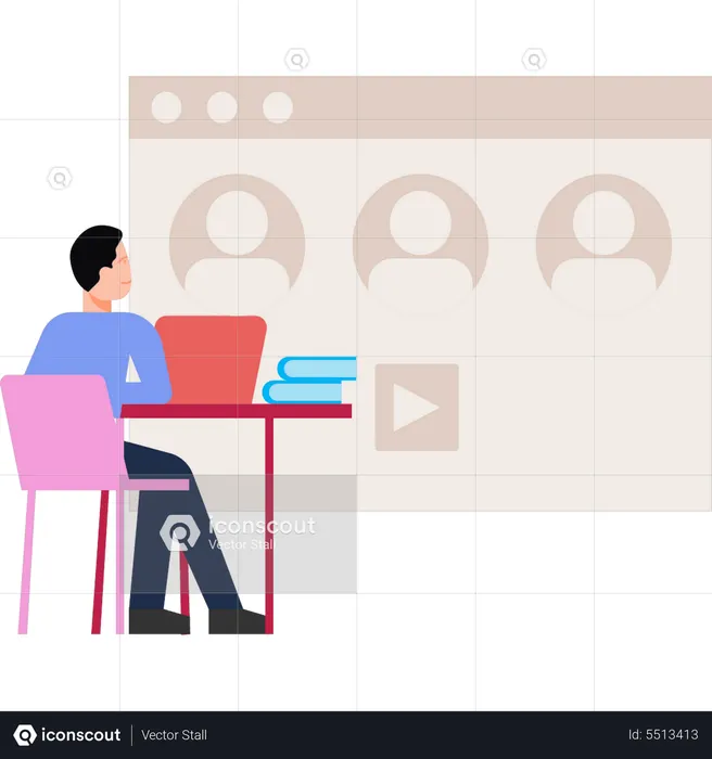 Boy learning online  Illustration