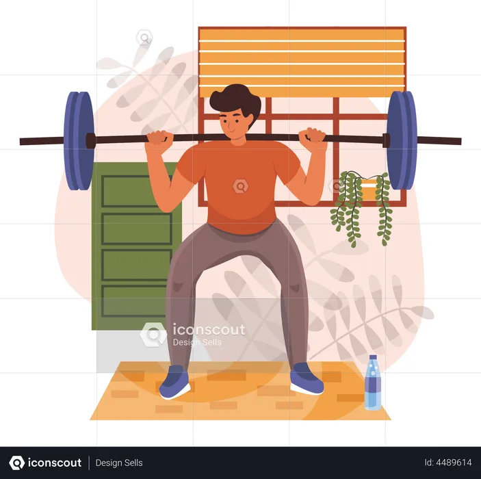Boy lifting barbell  Illustration