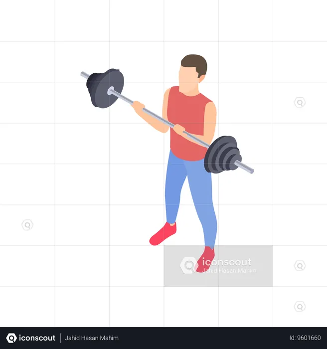 Boy lifting barbell  Illustration