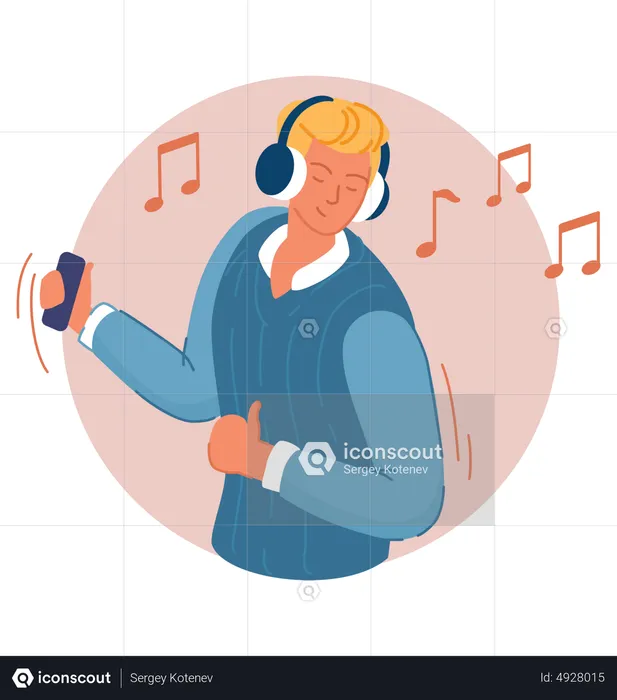 Boy listening song  Illustration