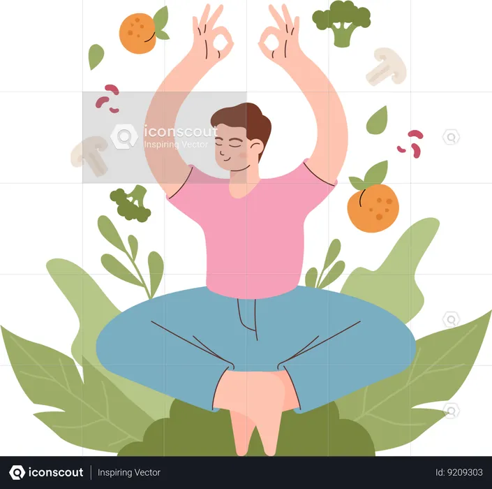 Boy lives healthy lifestyle  Illustration