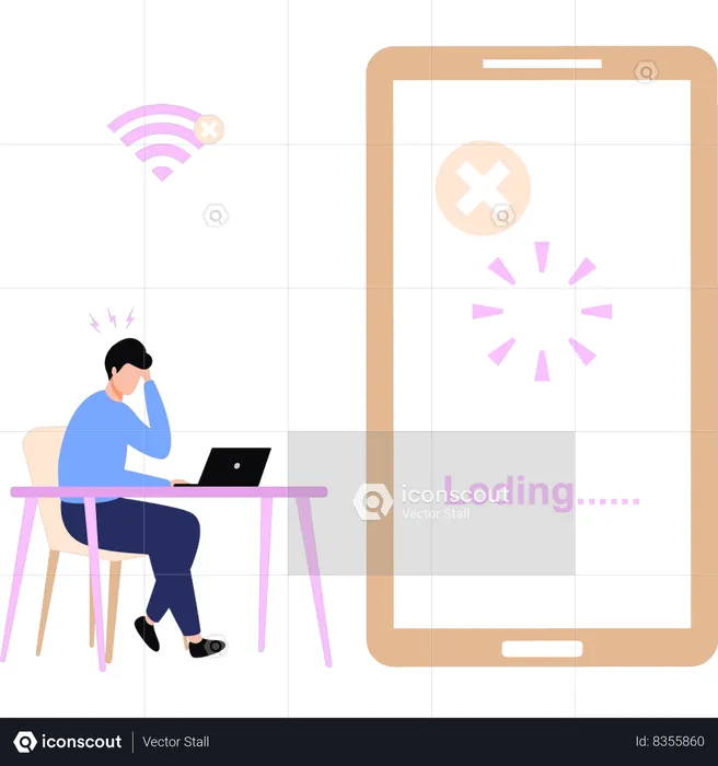 Boy loading mobile system  Illustration