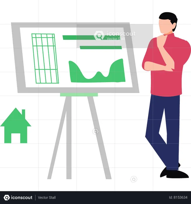 Boy Looking At Board  Illustration