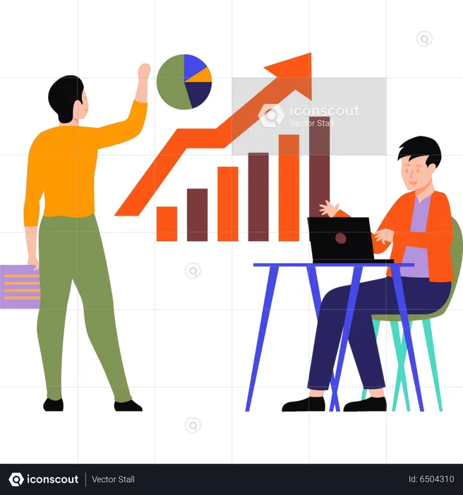 Boy looking at growth in business  Illustration