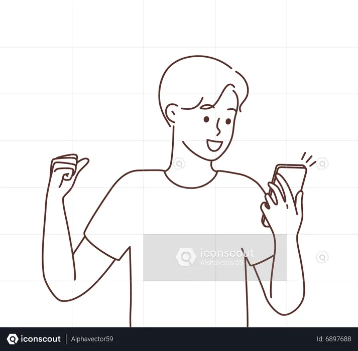 Boy looking at phone  Illustration