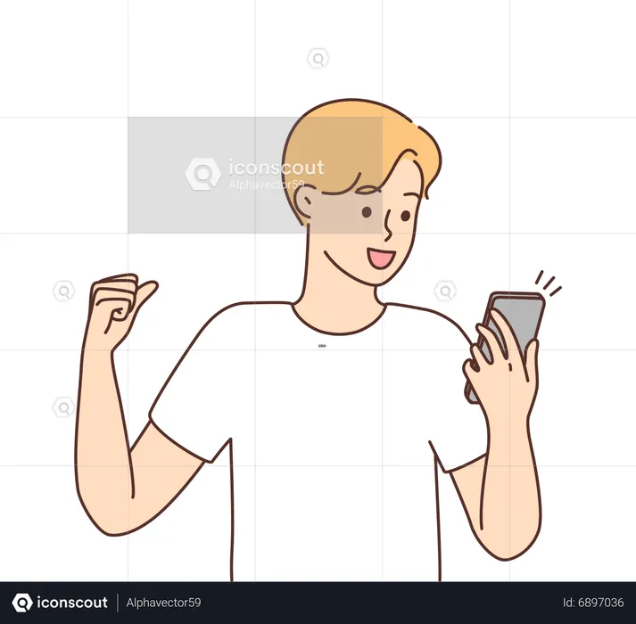 Boy looking at phone  Illustration