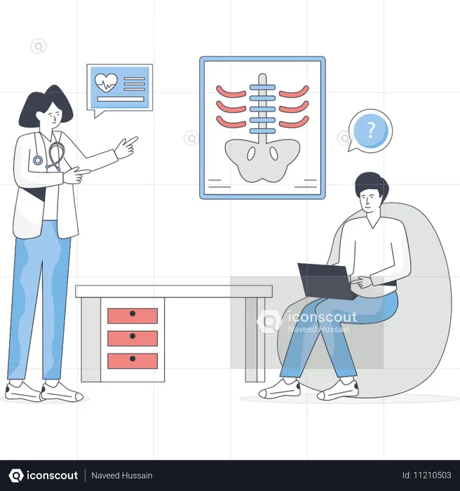 Boy looking at x-ray  Illustration