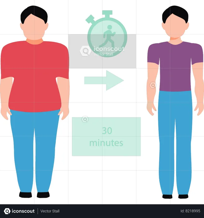 Boy loses weight by jogging for 30 minutes  Illustration