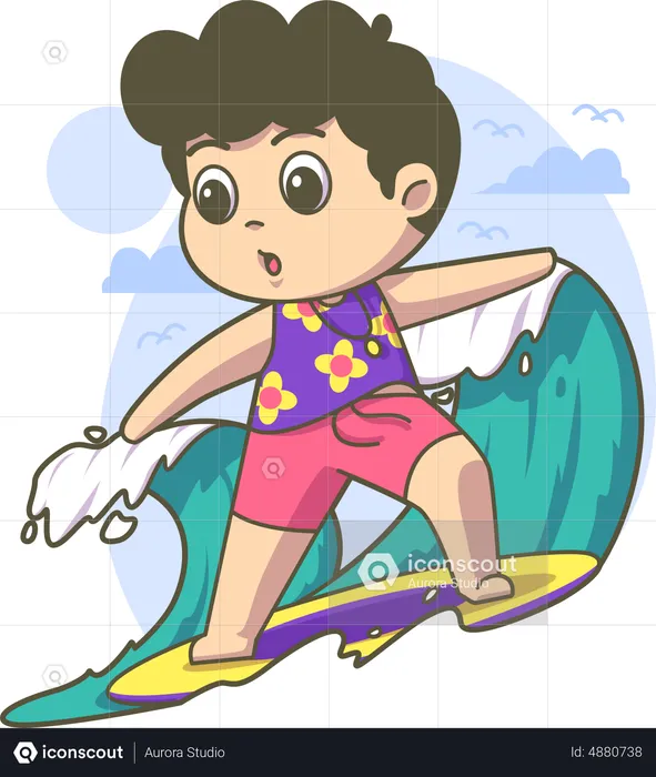 Boy loves surfing  Illustration