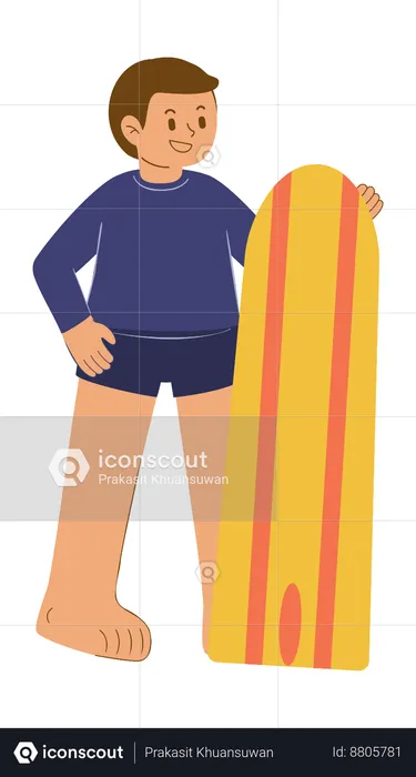 Boy loves to do water surfing  Illustration