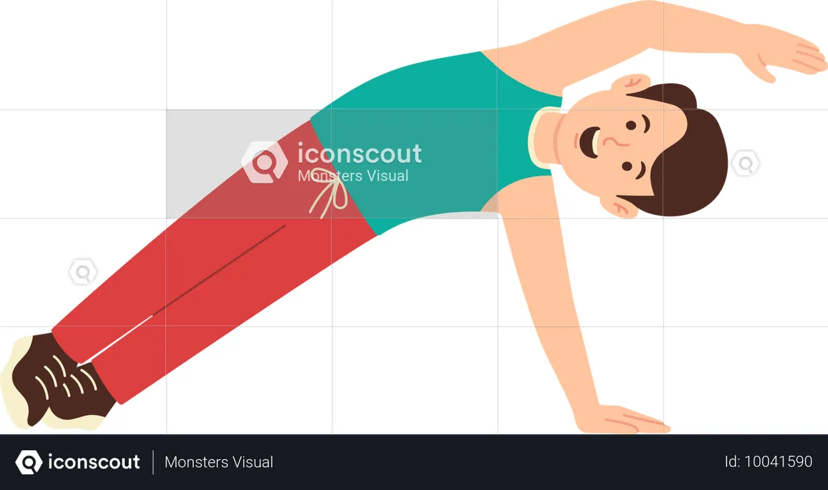 Boy loves to do yoga exercises  Illustration