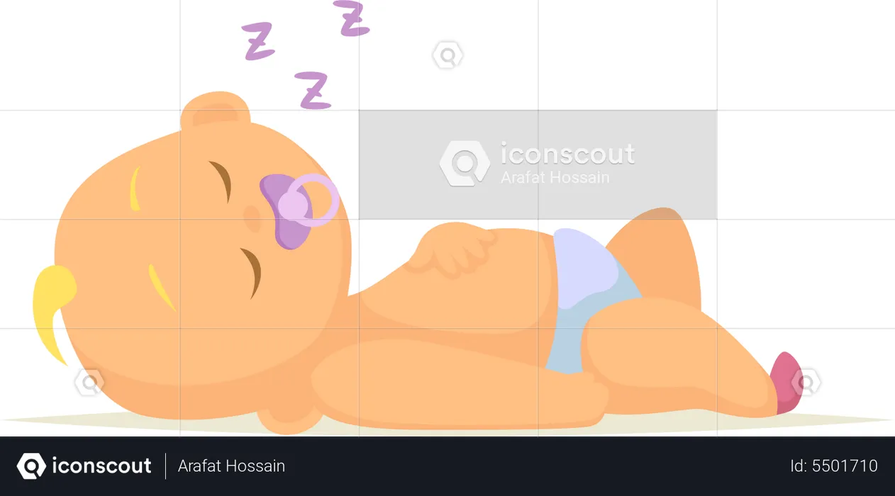 Boy Lying On Bed  Illustration