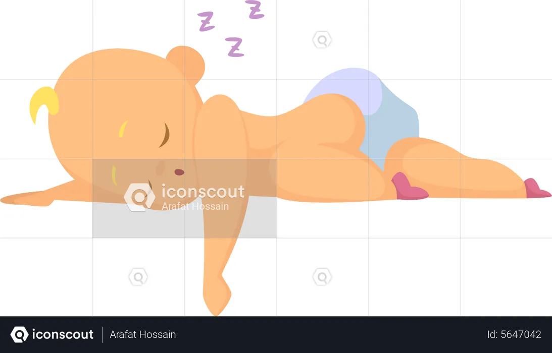 Boy Lying On Bed  Illustration