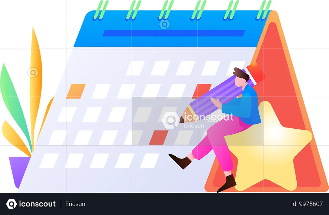 Boy making business planning  Illustration