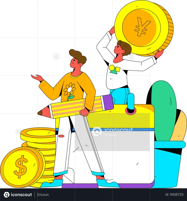 Boy making financial calendar  Illustration