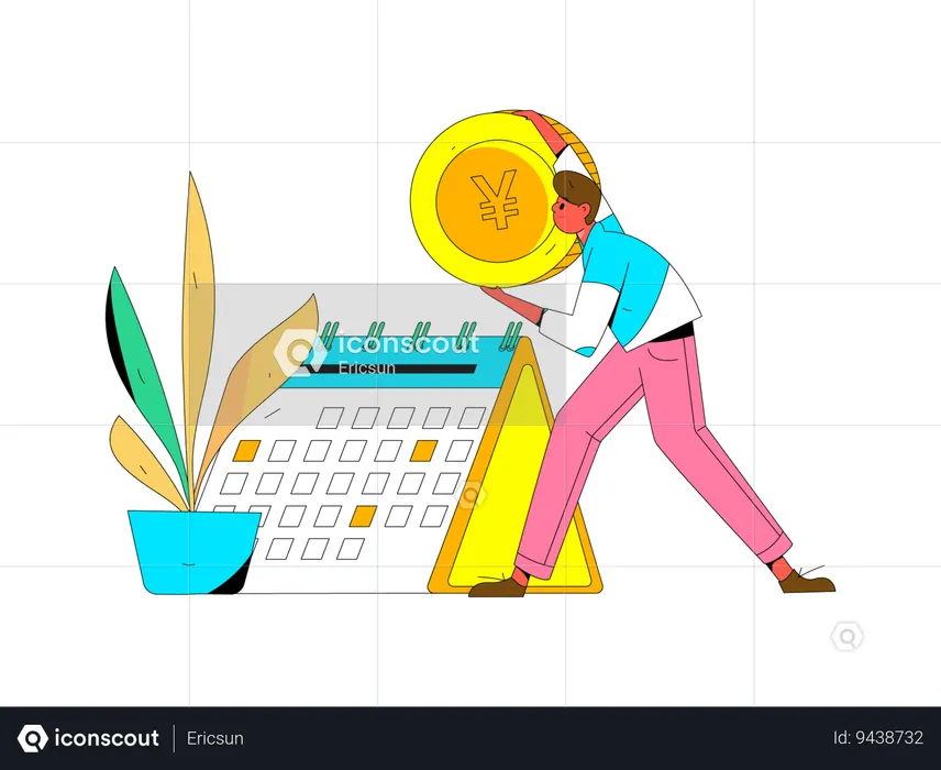 Boy making financial calendar  Illustration