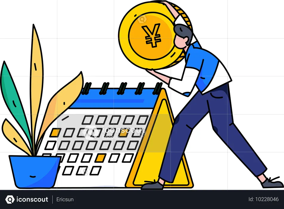 Boy making financial calendar  Illustration