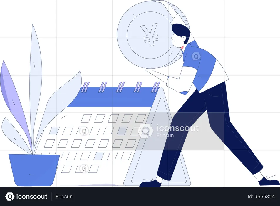 Boy making financial calendar  Illustration