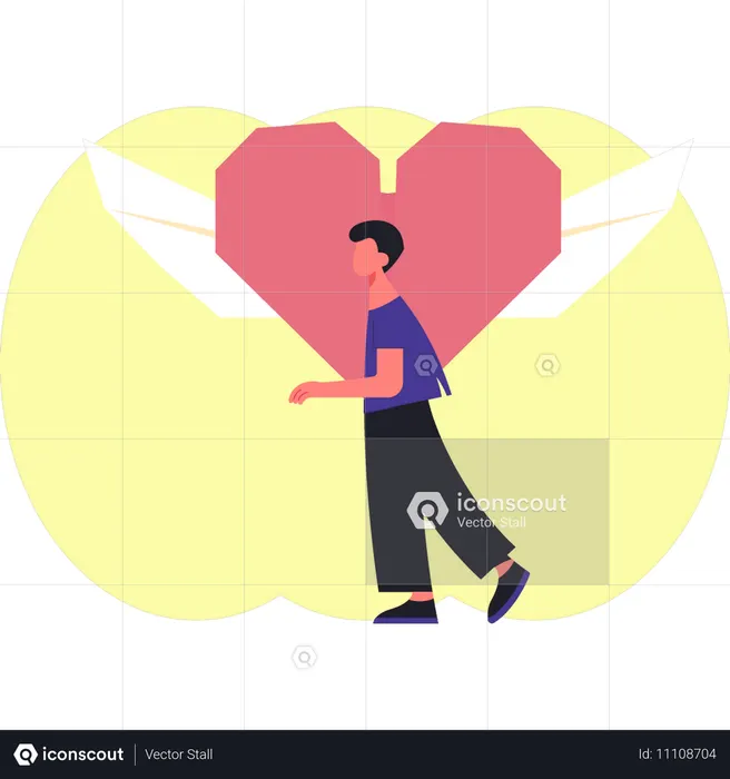 Boy making love bird  Illustration