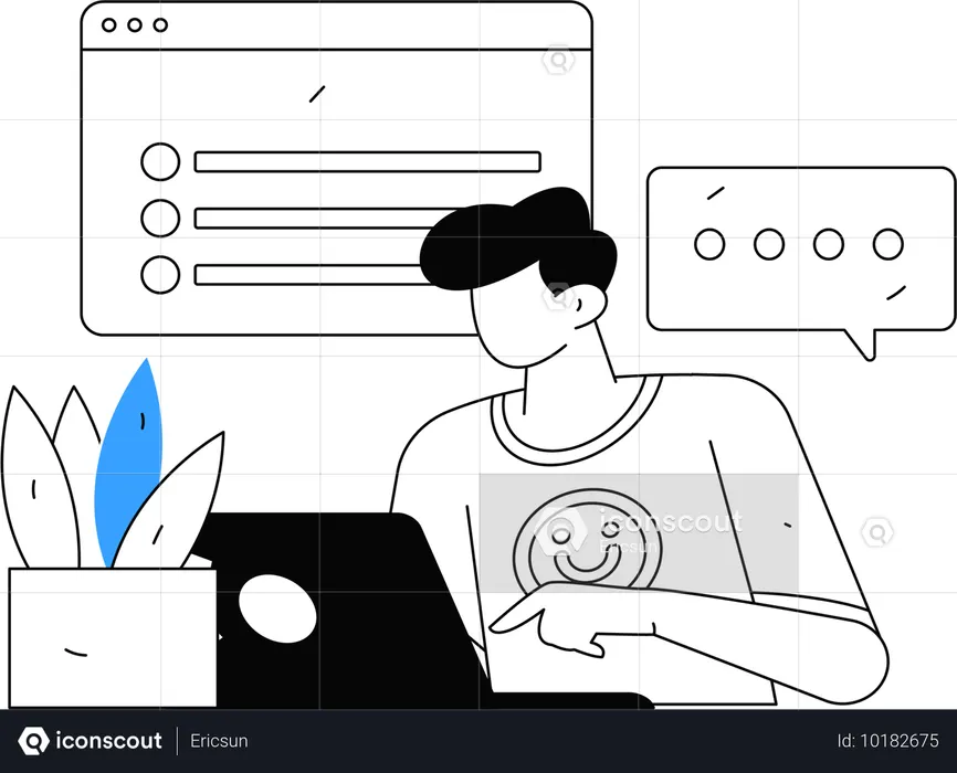 Boy making work task  Illustration