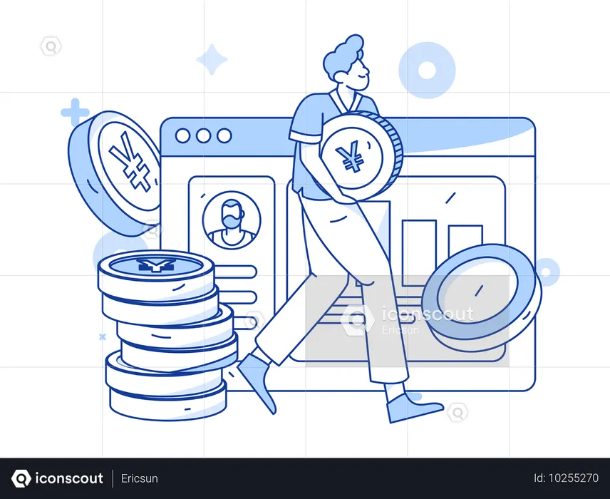 Boy managing finance resources  Illustration