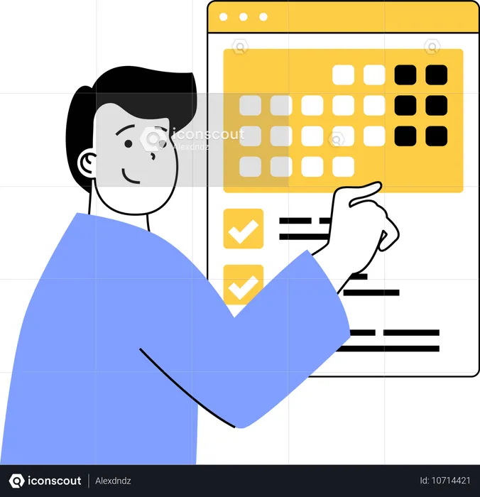 Boy managing online calendar  Illustration