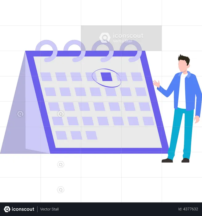 Boy marked the appointment on the calendar  Illustration