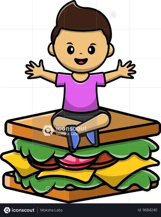 Boy On Sandwich  Illustration