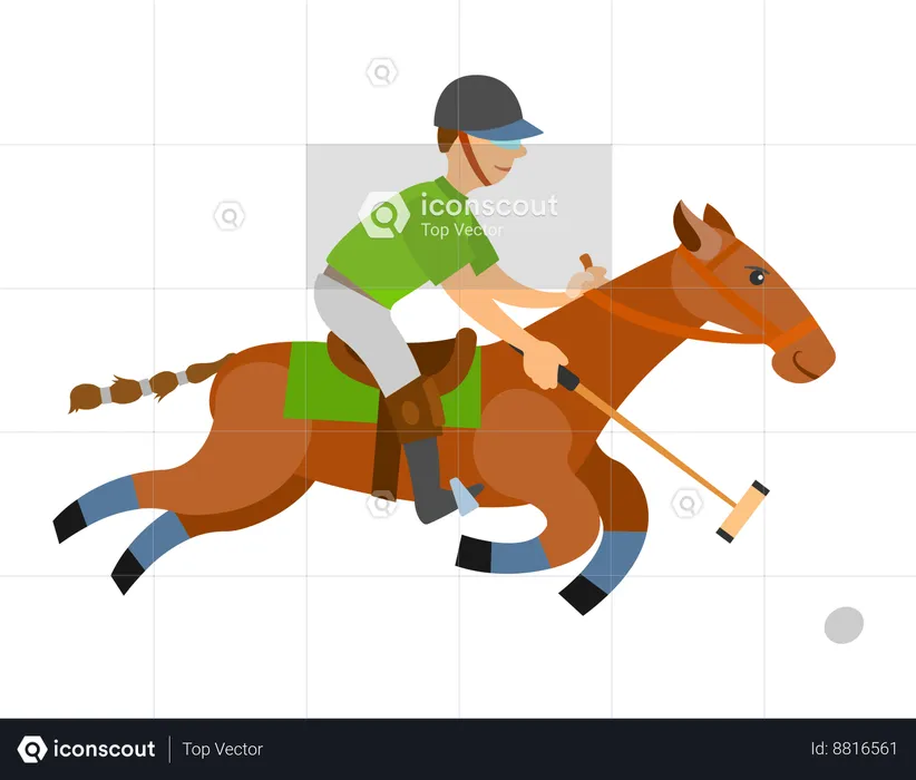 Boy participates in horse riding race  Illustration