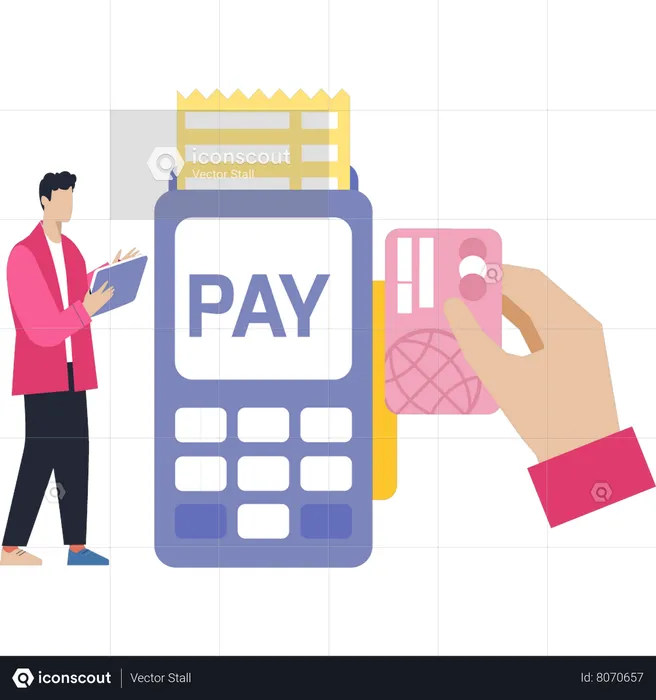 Boy Paying From Machine  Illustration