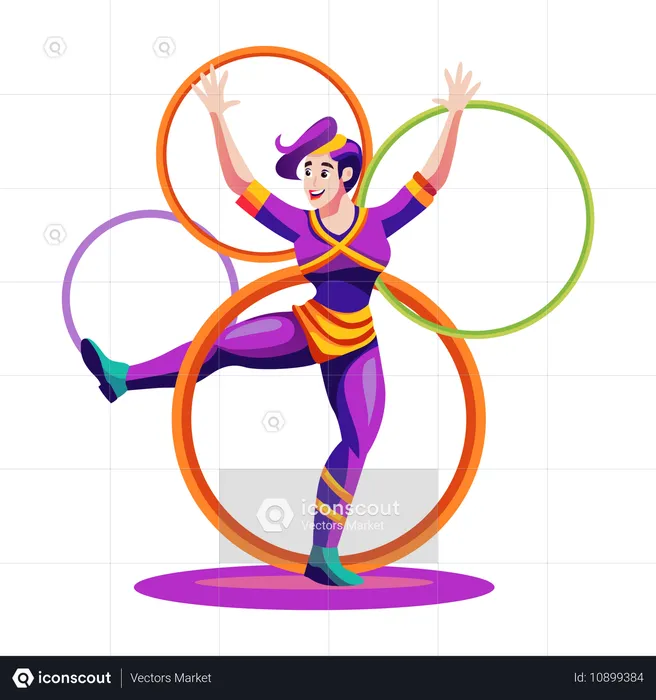 Boy performing hula hoops  Illustration