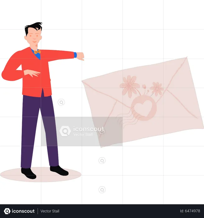 Boy performing tricks with envelope  Illustration