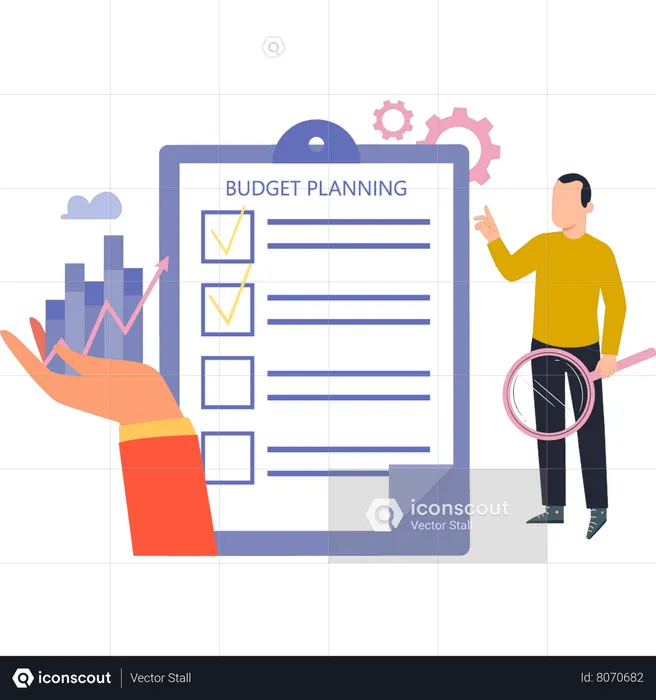 Boy Planning Budget  Illustration