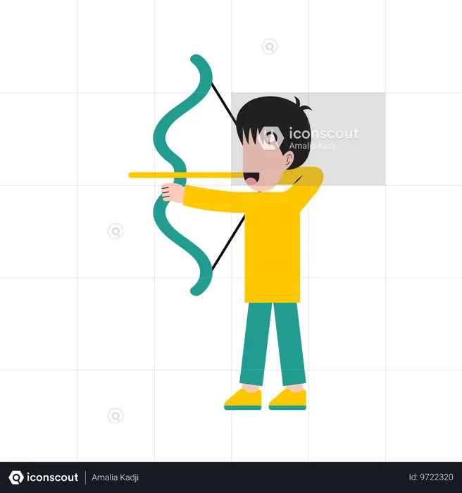 Boy playing archery sport  Illustration