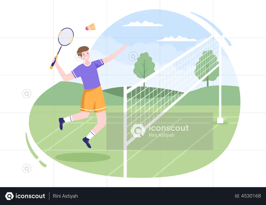 Boy playing Badminton  Illustration