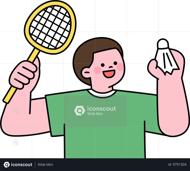 Boy playing Badminton  Illustration