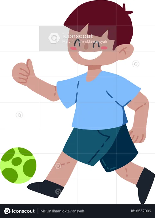 Boy Playing Ball  Illustration