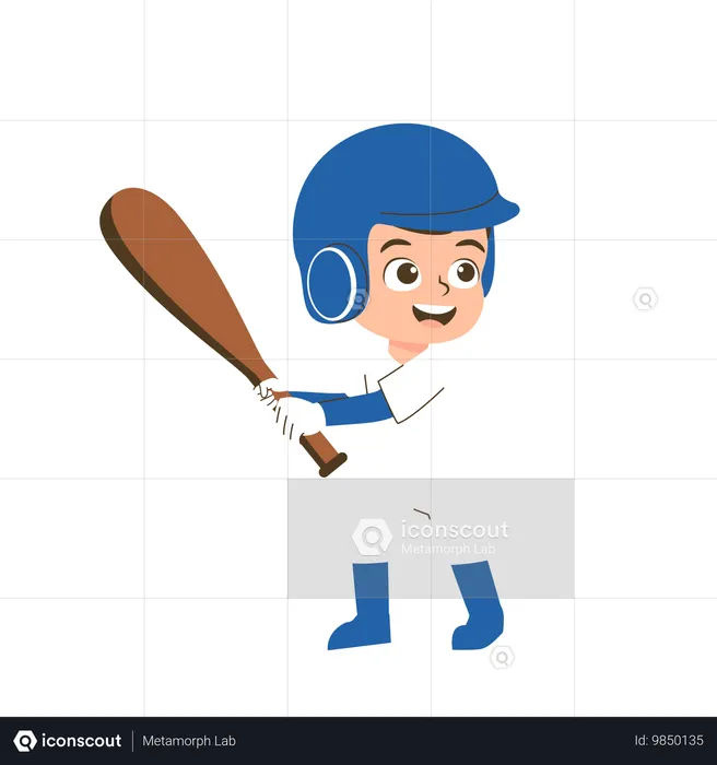 Boy Playing Baseball  Illustration