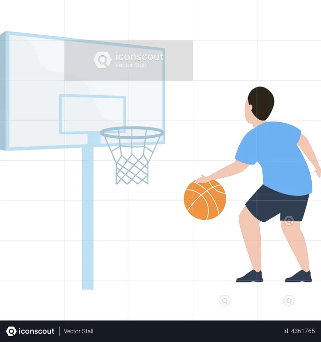 Boy playing basket ball  Illustration