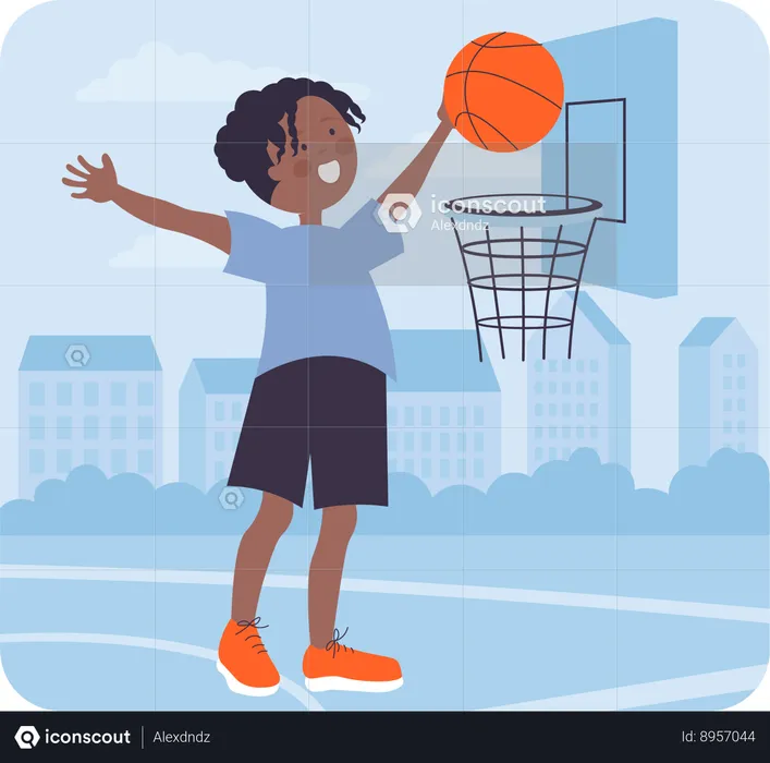 Boy playing basketball  Illustration