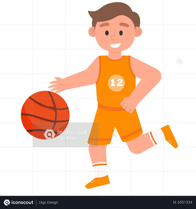 Boy Playing Basketball  Illustration
