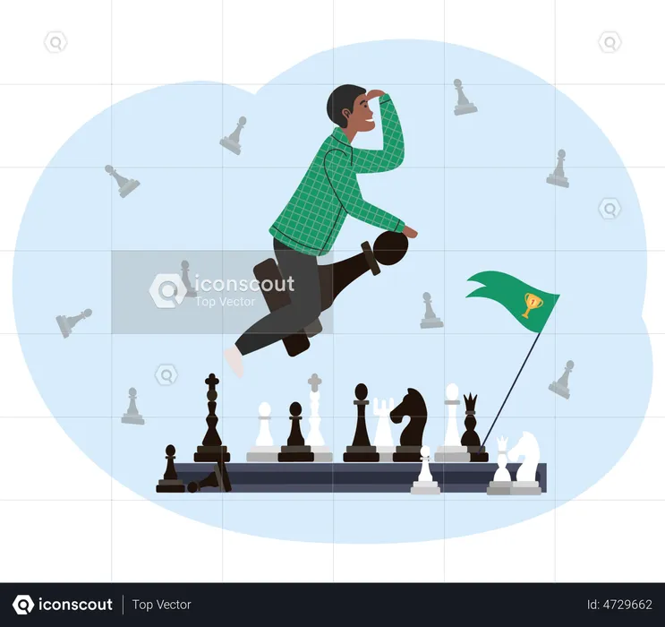Boy playing chess  Illustration