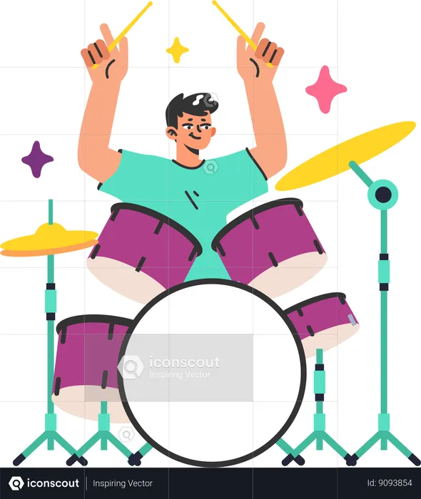 Boy playing drum  Illustration