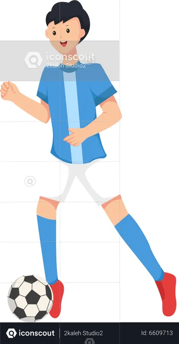 Boy Playing Football  Illustration