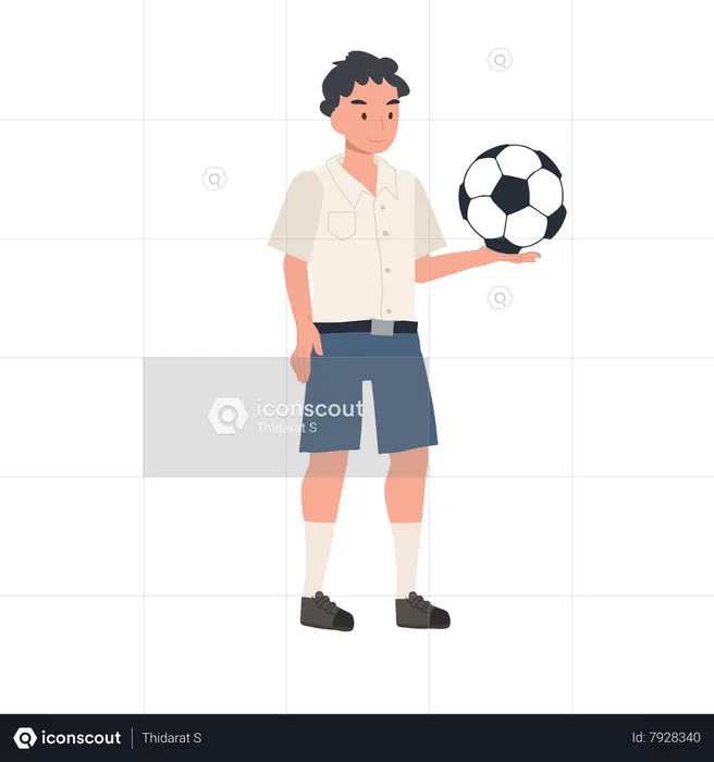 Best Boy Playing Football Illustration download in PNG & Vector format