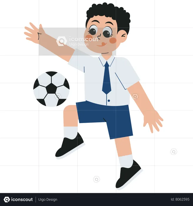Boy Playing FootBall  Illustration