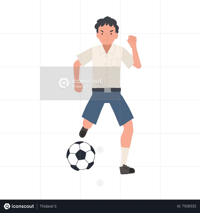 Boy Playing Football After School  Illustration