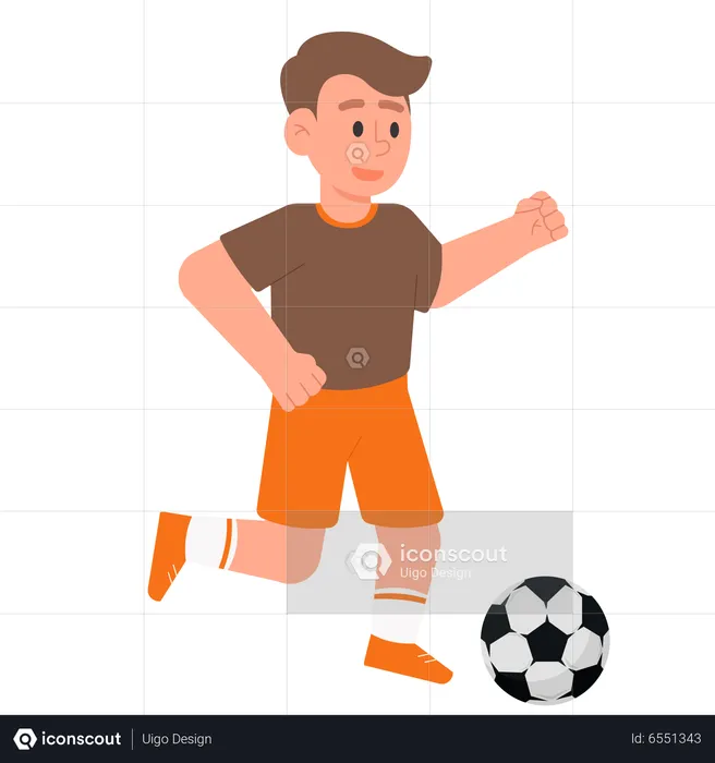 Boy Playing FootBall  Illustration